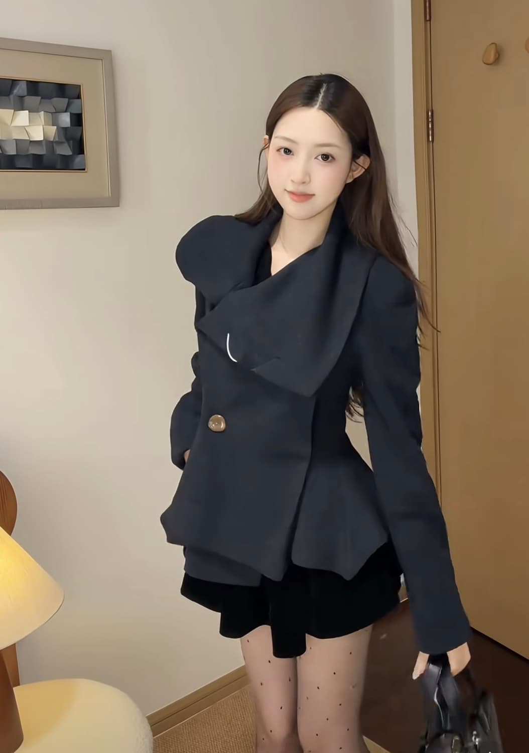 Wuuus 블랙 플레어 자켓 코트 비비안웨스트우드st 장원영 코트 상품이미지5