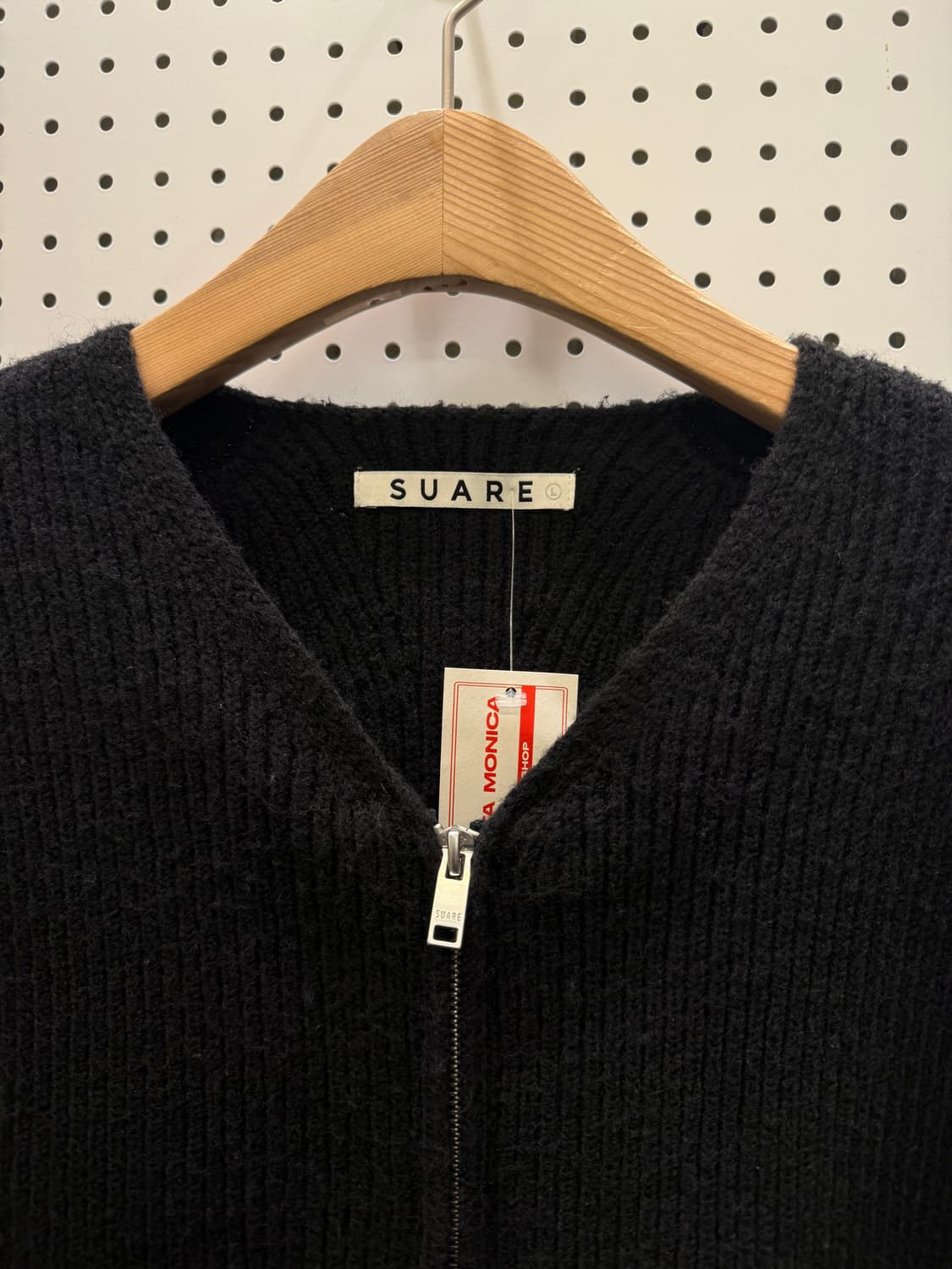 수아레 블랙 로우게이지 미니멀 니트 집업 U115 상품이미지4