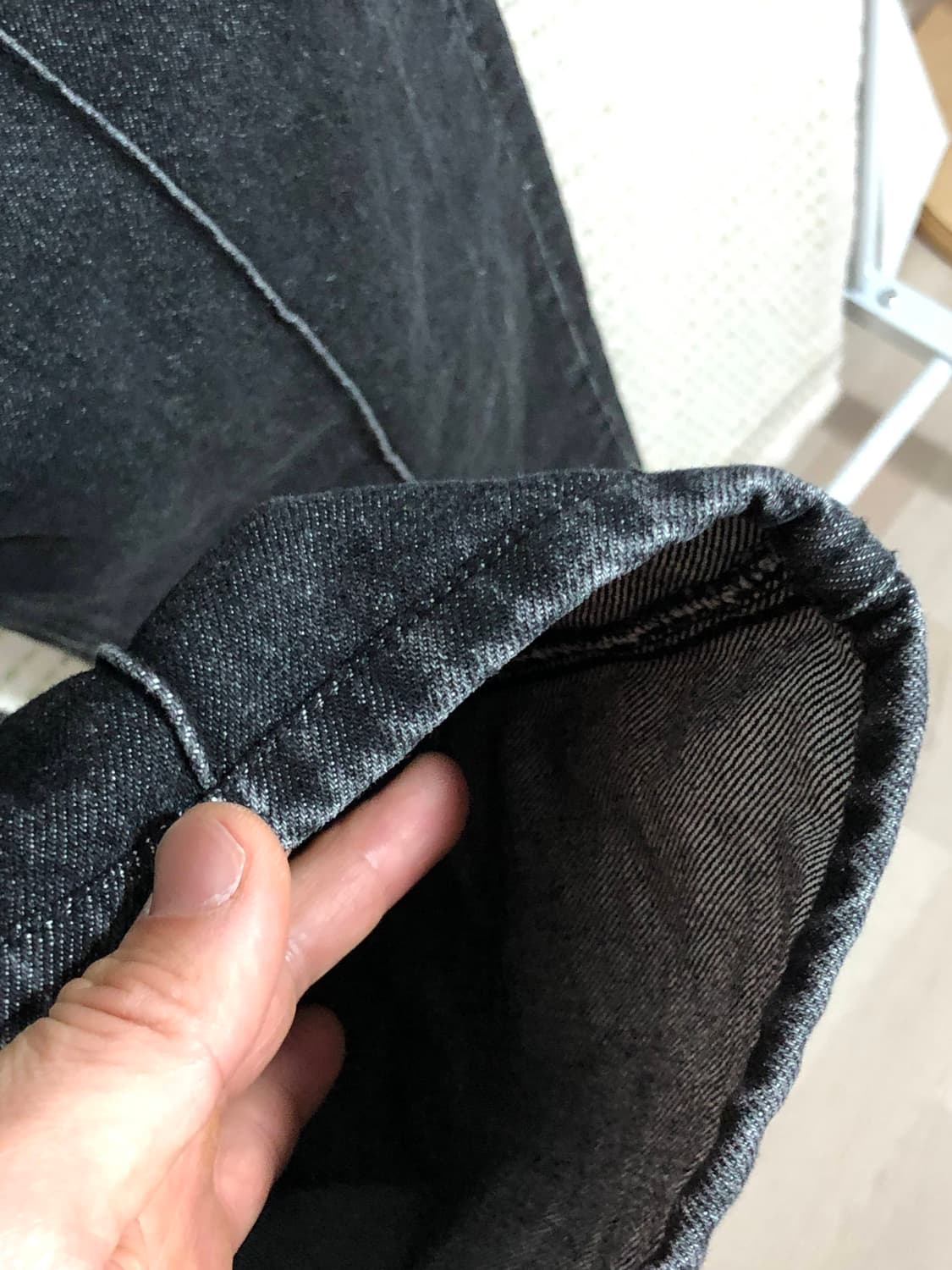 유니폼 브릿지 원턱 포인트 블랙 일자 데님 청바지 블랙진 상품이미지8