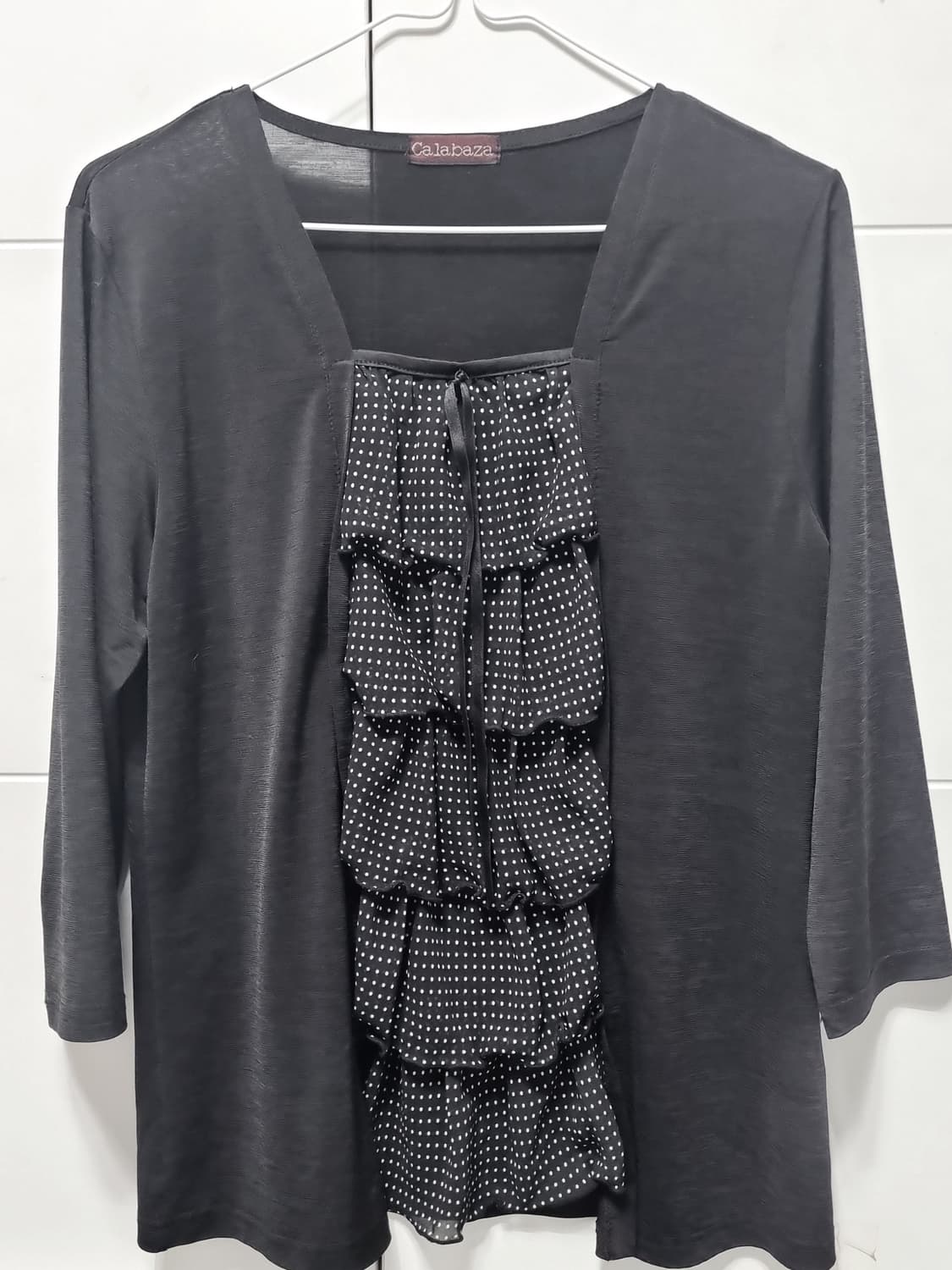 일본 빈티지 Calabaza 블랙 도트 프릴 블라우스 모리걸 모리룩 상품이미지2