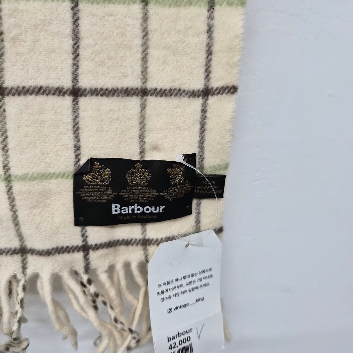 바버 체크 머플러 아이보리  상품이미지2