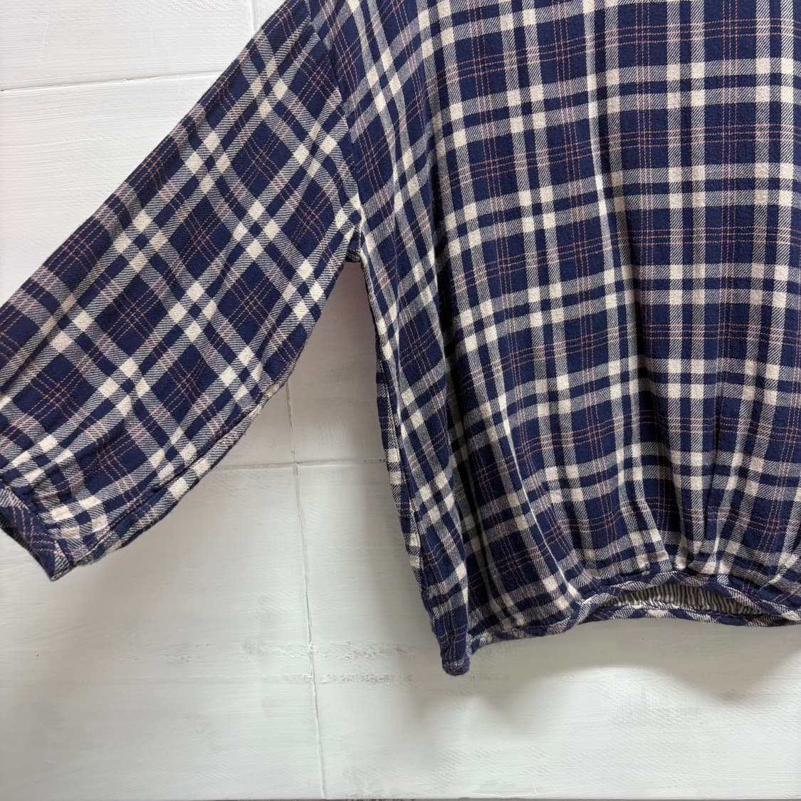 벌룬 펌킨 체크 코튼 블라우스 상품이미지2