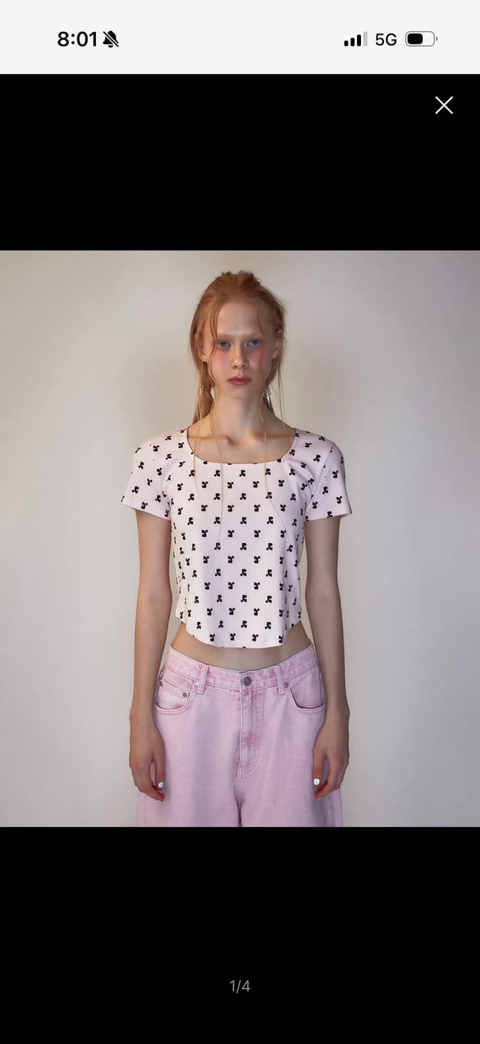 레스트앤레크레이션 로고패턴 스퀘어넥 크롭티 상품이미지1