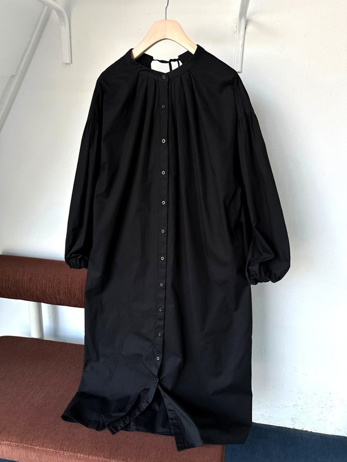 Stand collar light cotton wide onepiece 상품이미지1