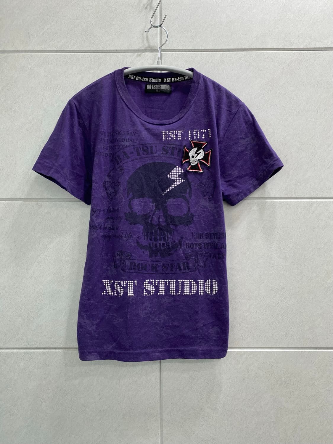 [BA-TSU]Skull Print Punk Purple Tee 상품이미지1