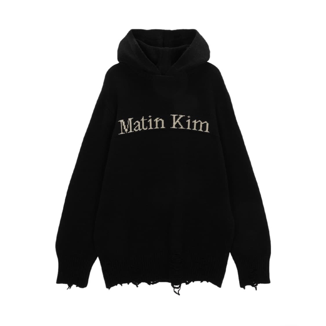 마뗑킴 Matin Kim Damage Logo Knit Hoodie Bl 상품이미지1
