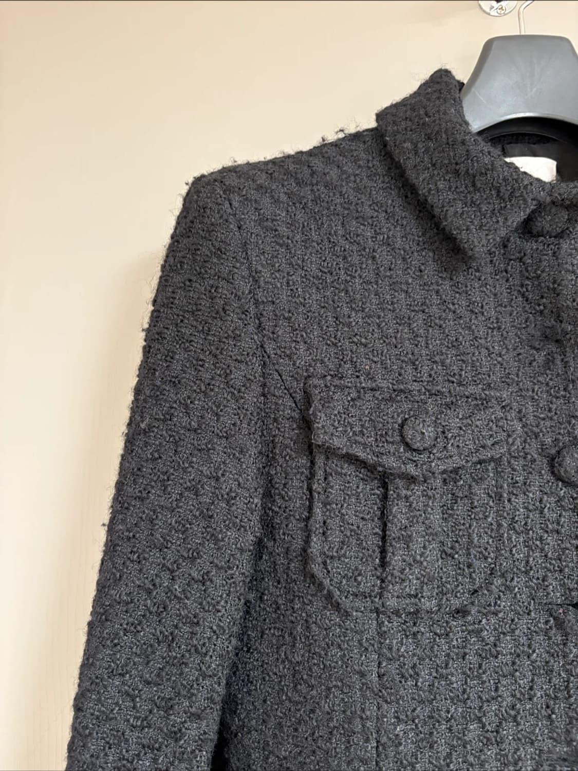 헬더 트위드 롱코트 블랙 S 상품이미지5