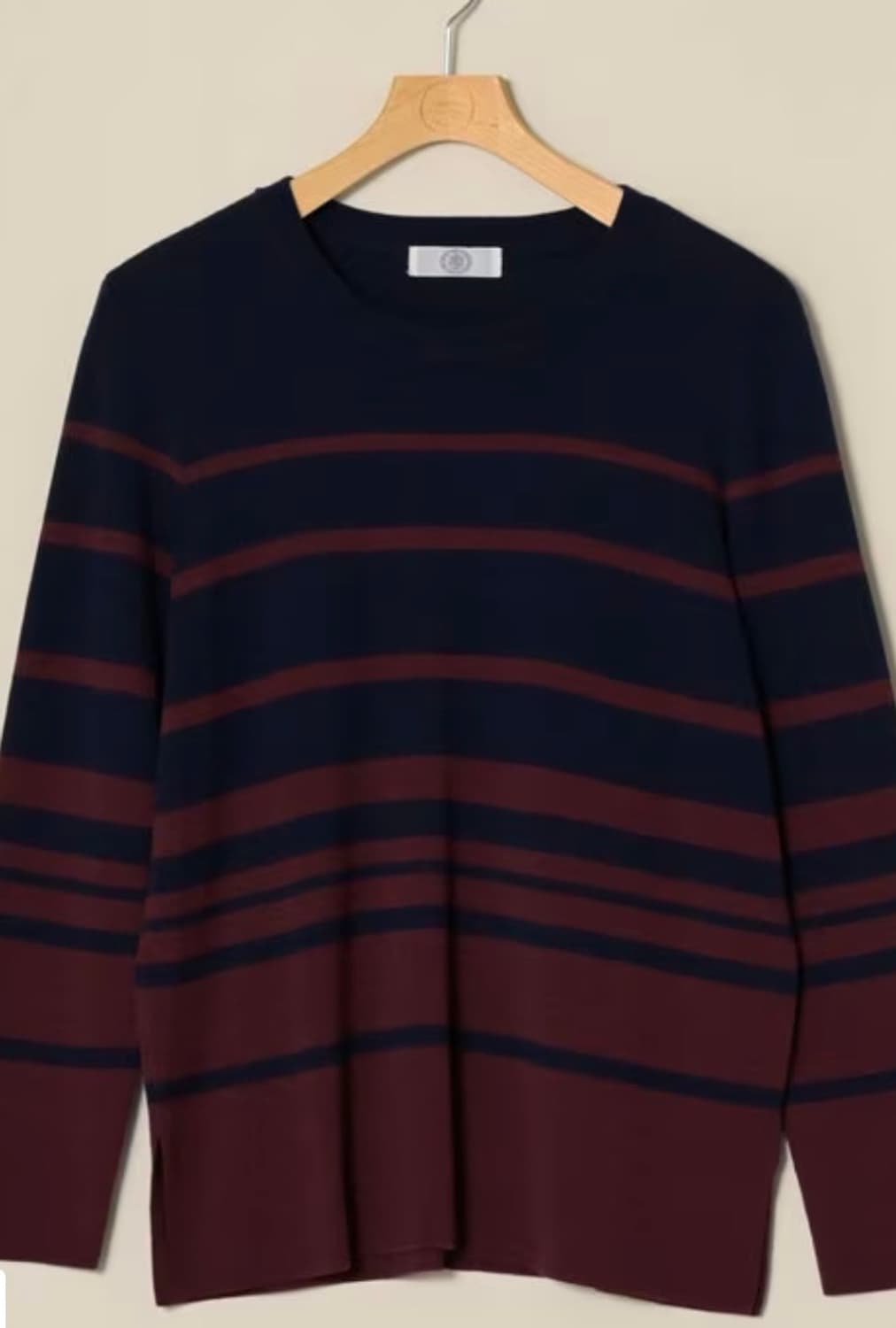 제이프레스 J.PRESS 스트라이프 니트 울100% 라운드넥 상품이미지1