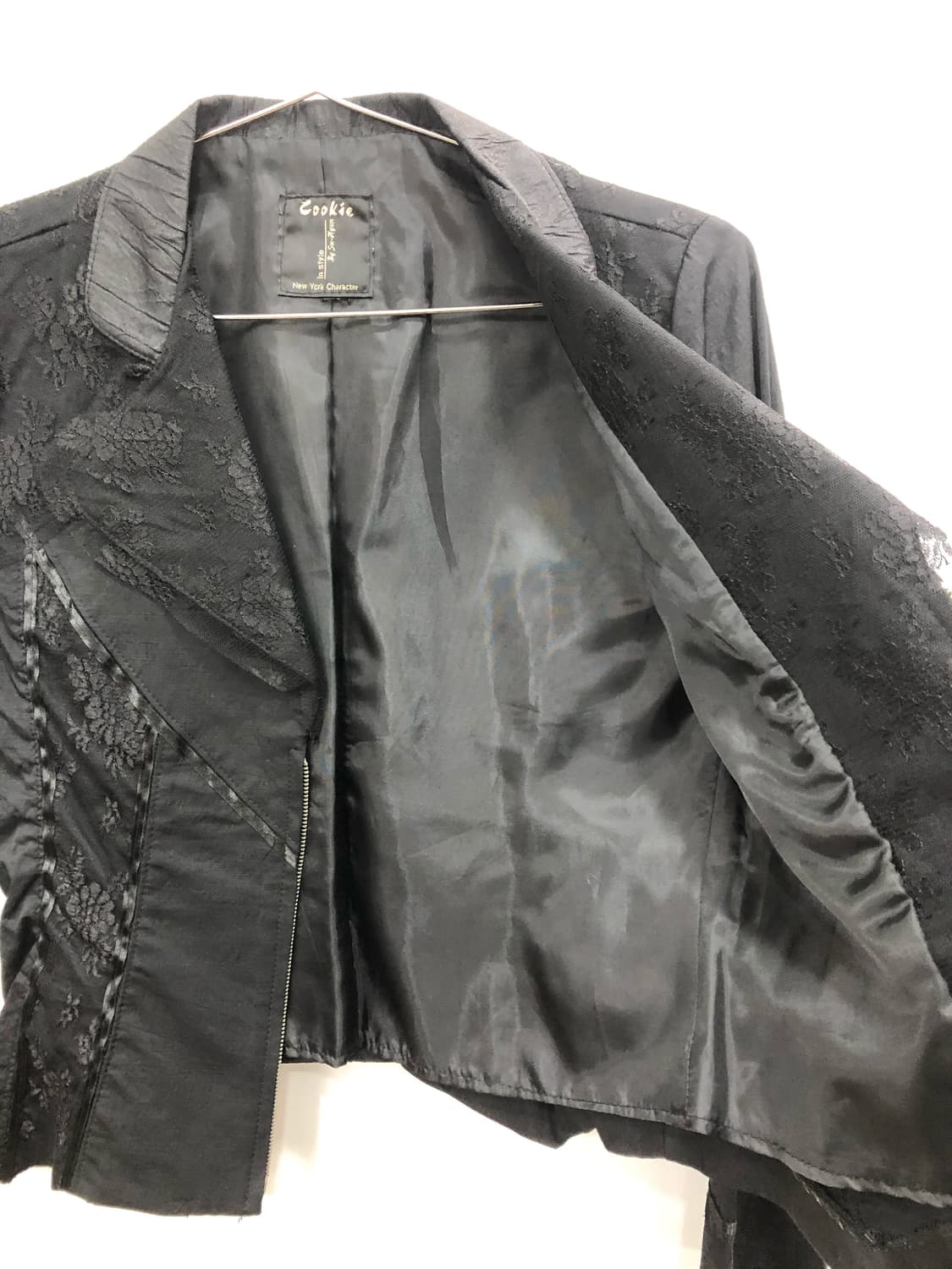 black floral jacquard lace trim jacket 상품이미지7