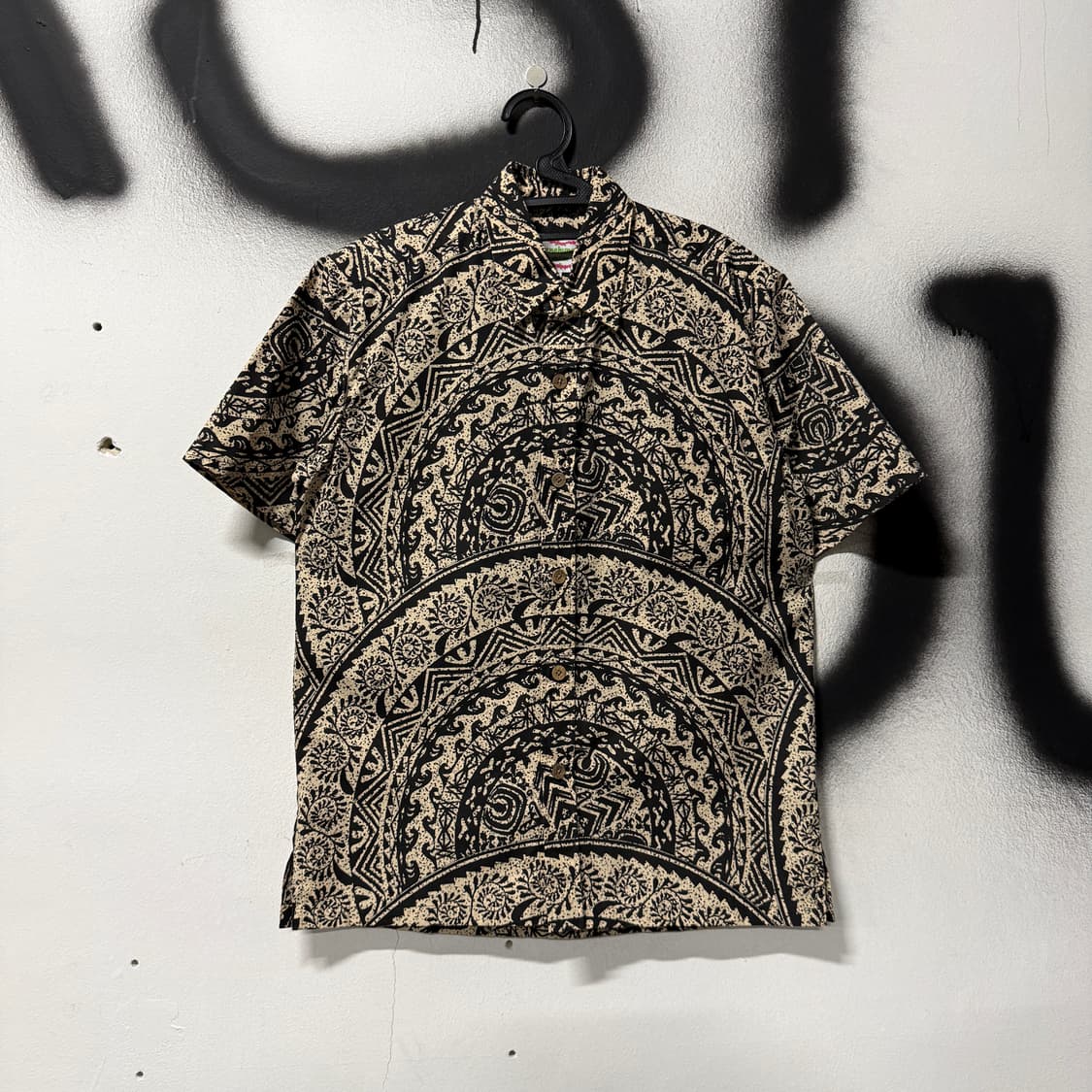 VTG 빈티지 에스닉 마오리 트라이벌 코튼 반팔 셔츠 상품이미지1