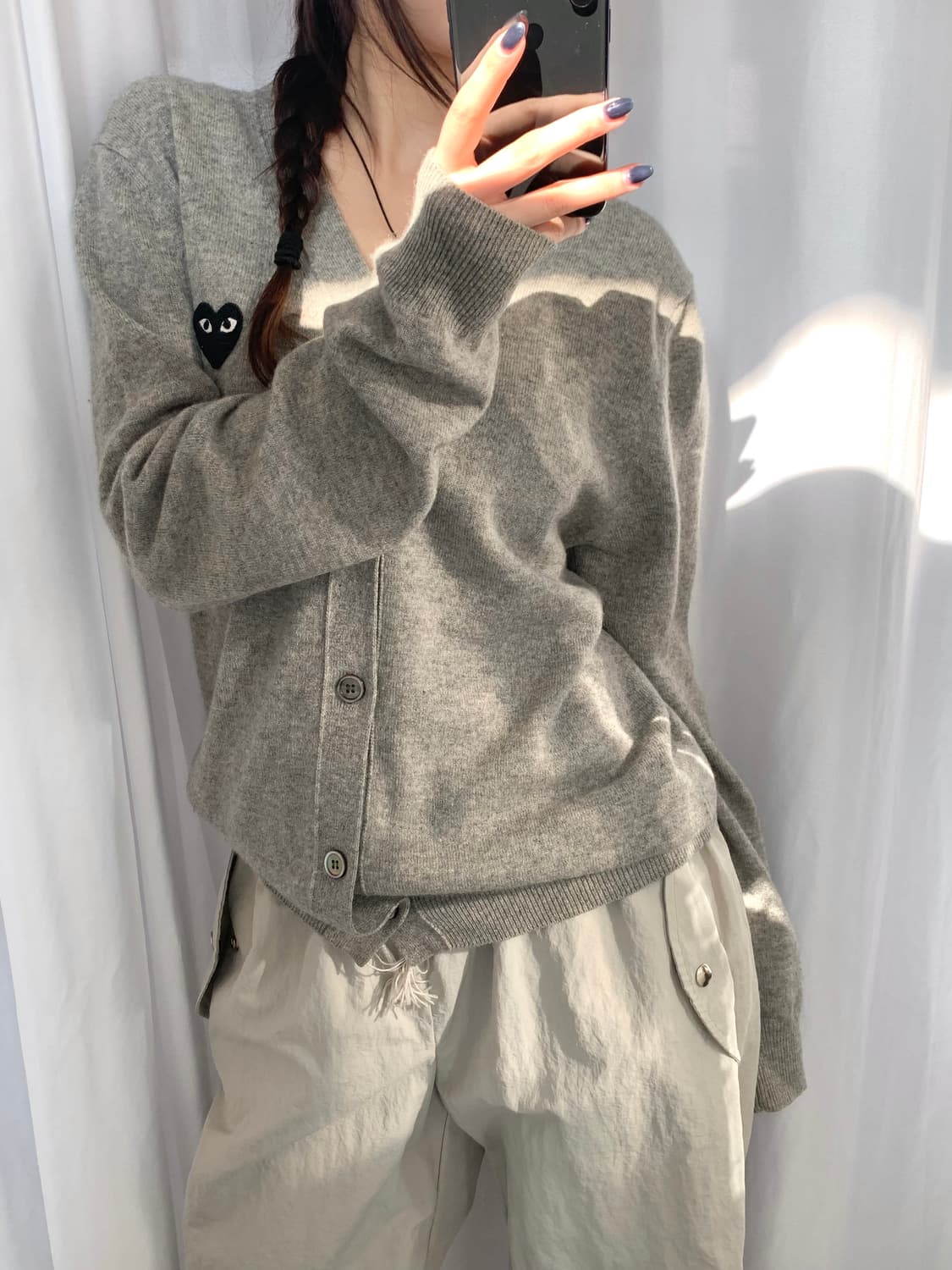 Comme des Garçons 꼼데가르송 와펜 그레이 브이넥 가디건 상품이미지2