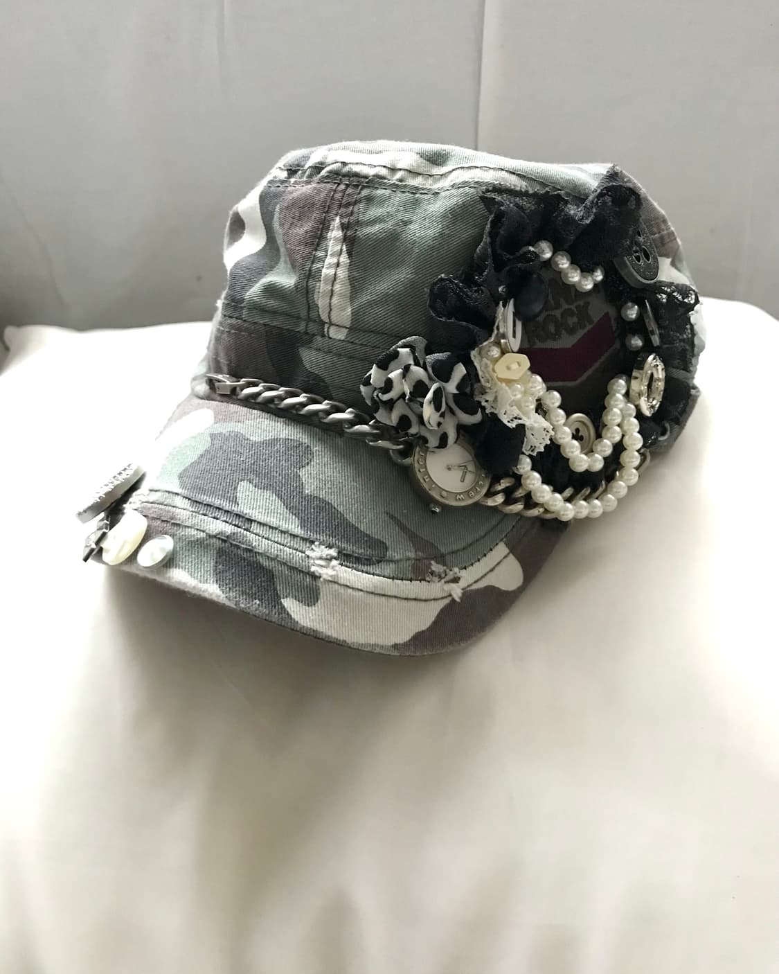 Custom🐾)camo bold chain&clock cap 상품이미지1