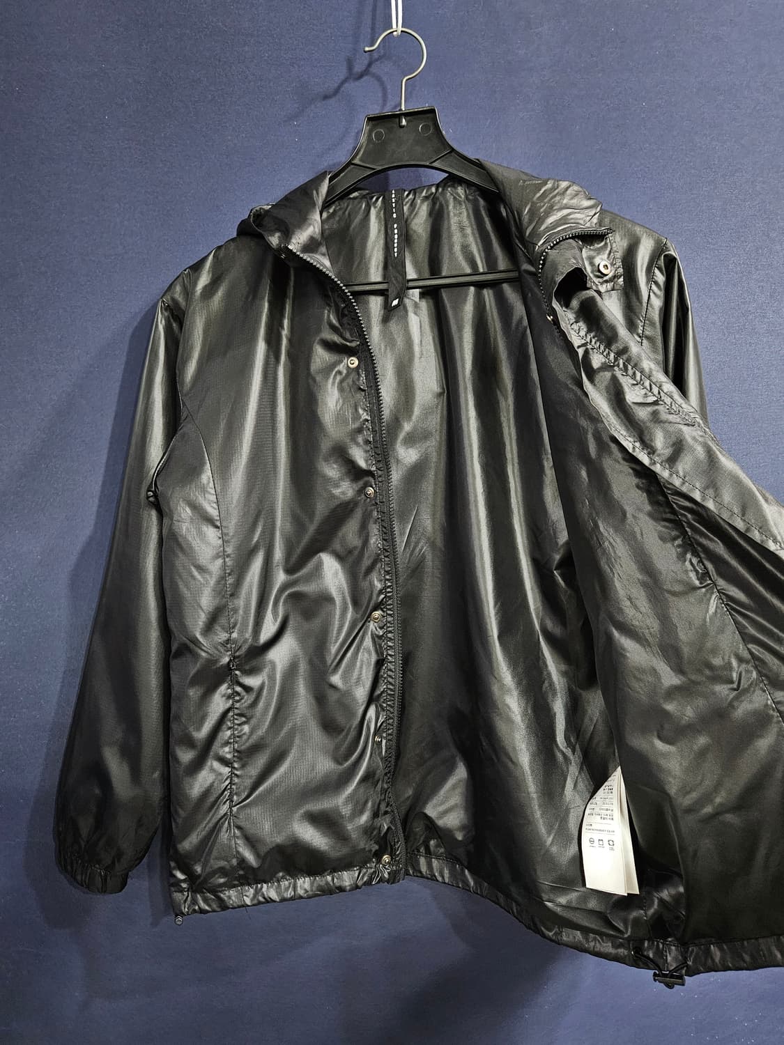 플라스틱 프로덕트 블랙 남성 세미오버핏 95 방풍 바람막이 자켓  상품이미지8