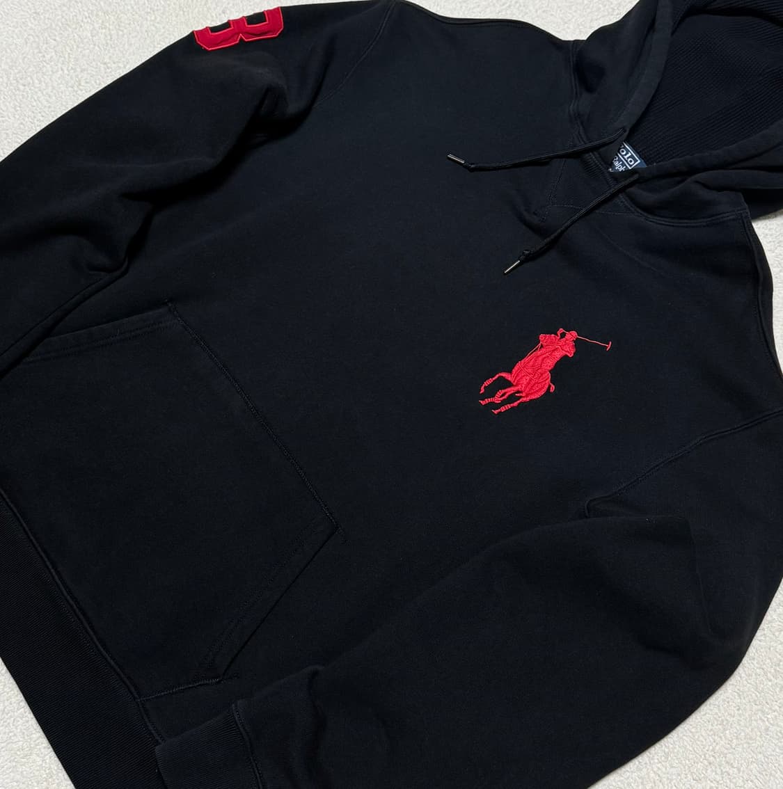폴로 랄프로렌 빅포니 검빨 후드 상품이미지3