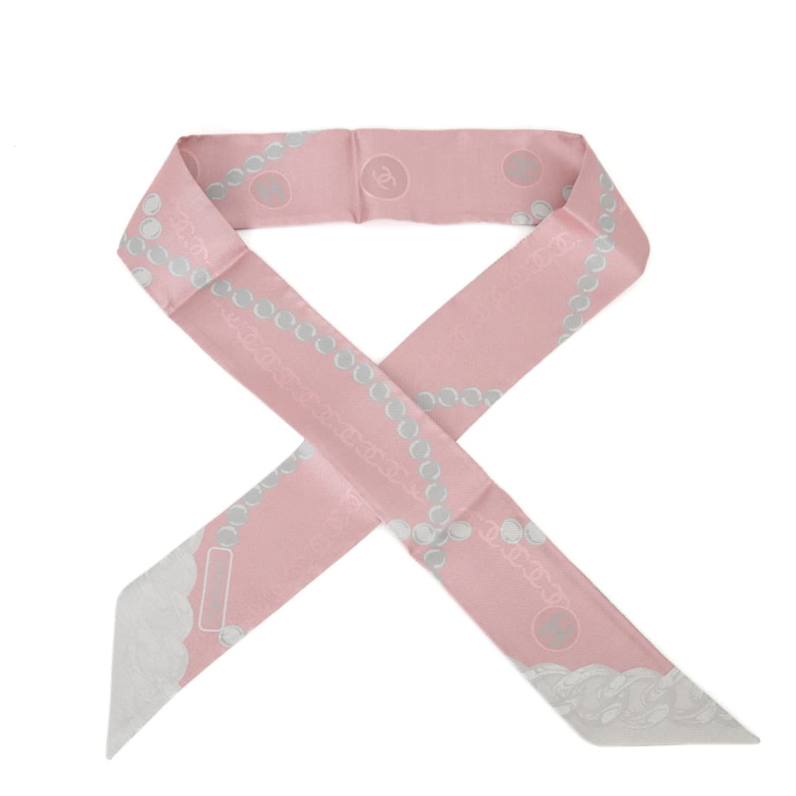 샤넬 스카프 핑크 진주 실크 헤어밴드 반다나 AAB797 상품이미지1