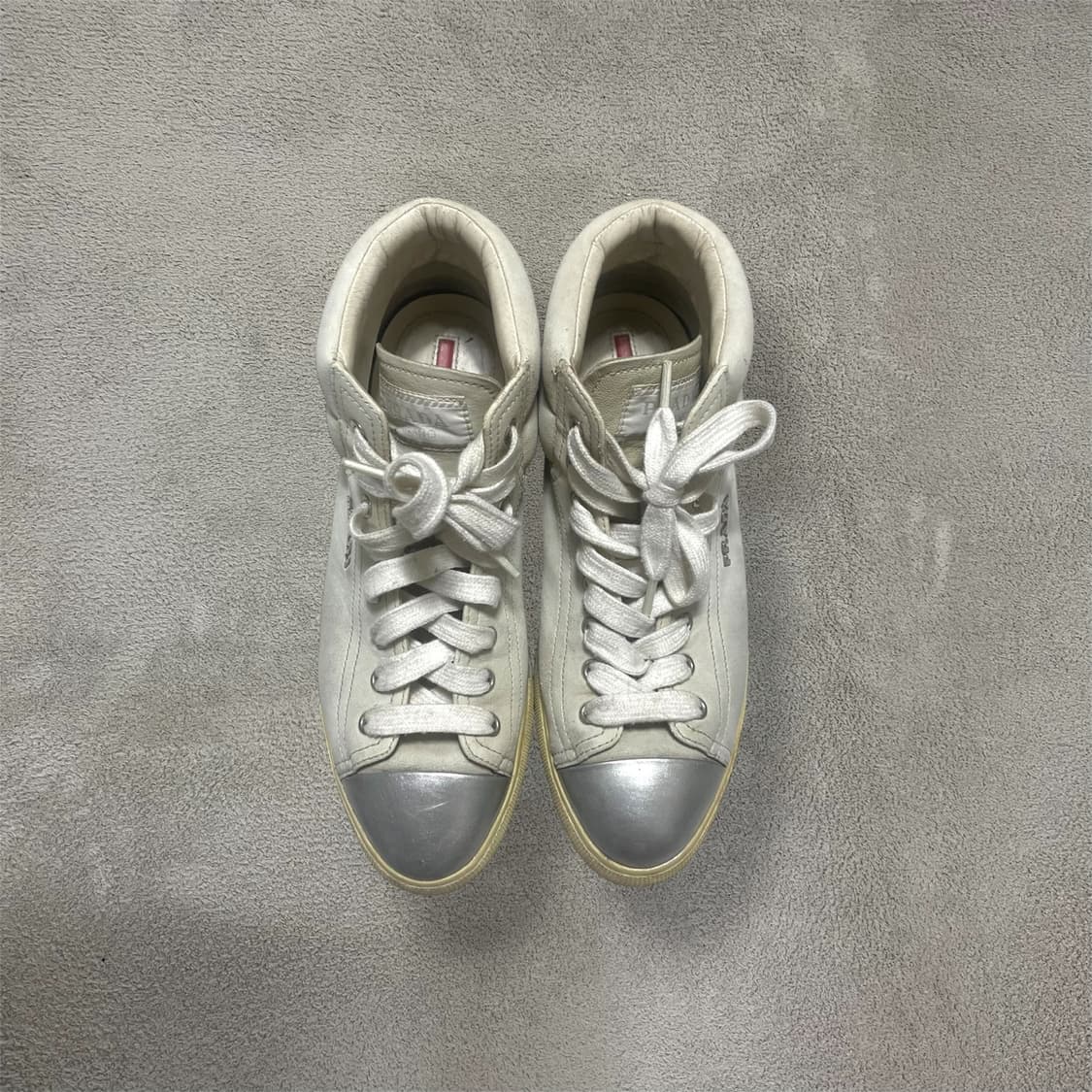 230~235) 프라다 여성 레더 가죽 스니커즈 화이트 상품이미지2