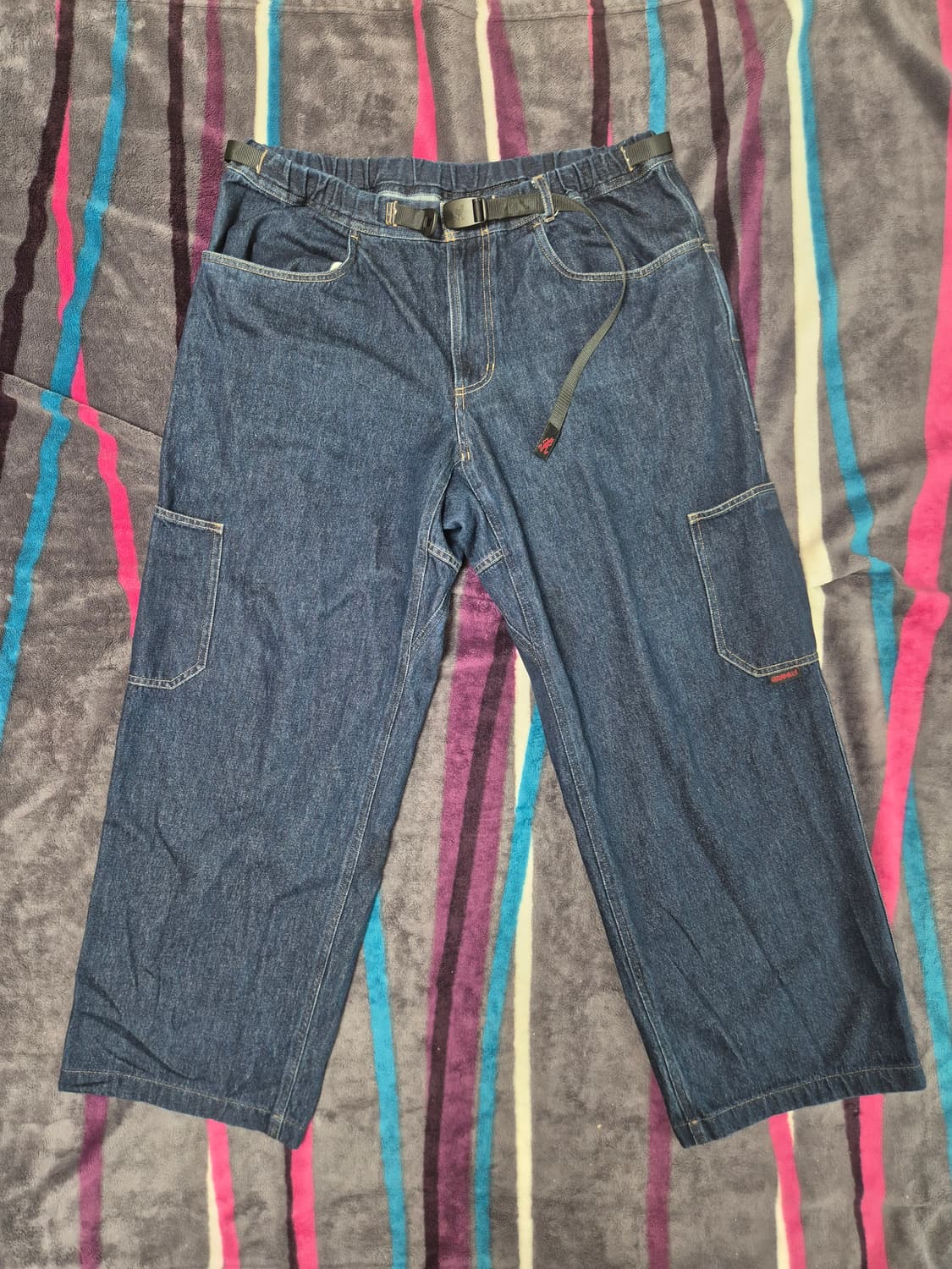 (34~38)그라미치 락 슬라이드 와이드 데님 다크 인디고 상품이미지2