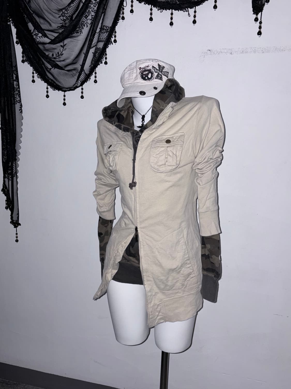 00s 딱붙 y2k 투웨이 원피스 와투케 갸루 베이지 자켓원피스 상품이미지3