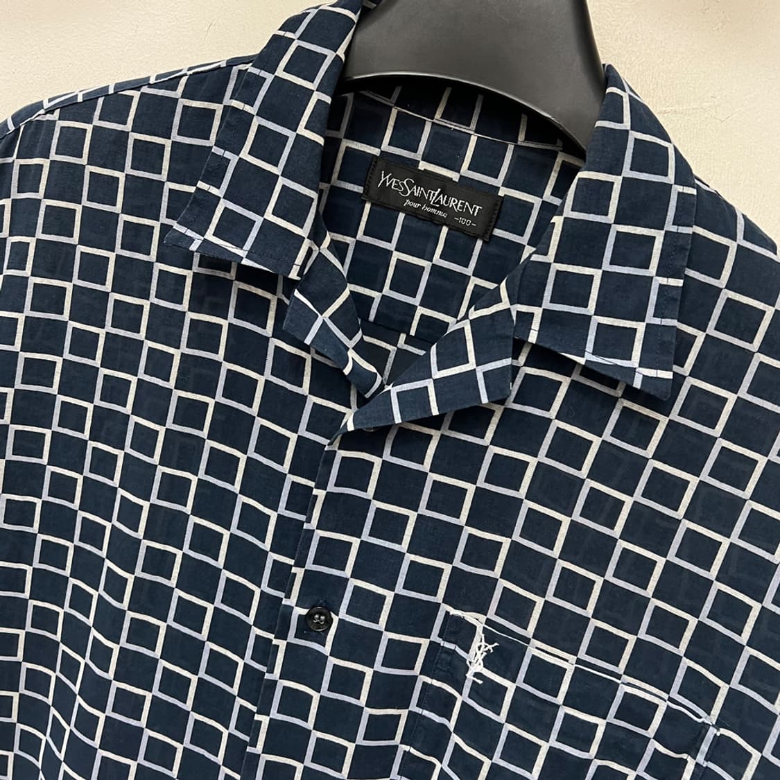 YSL 입생로랑 린넨 체크 반팔 셔츠 100 상품이미지3