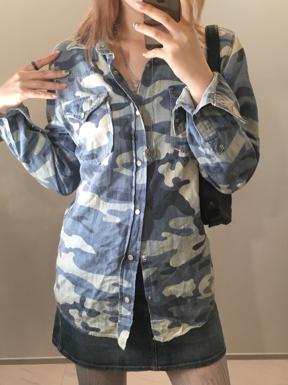 jpn vintage blue camo button shirts 상품이미지3