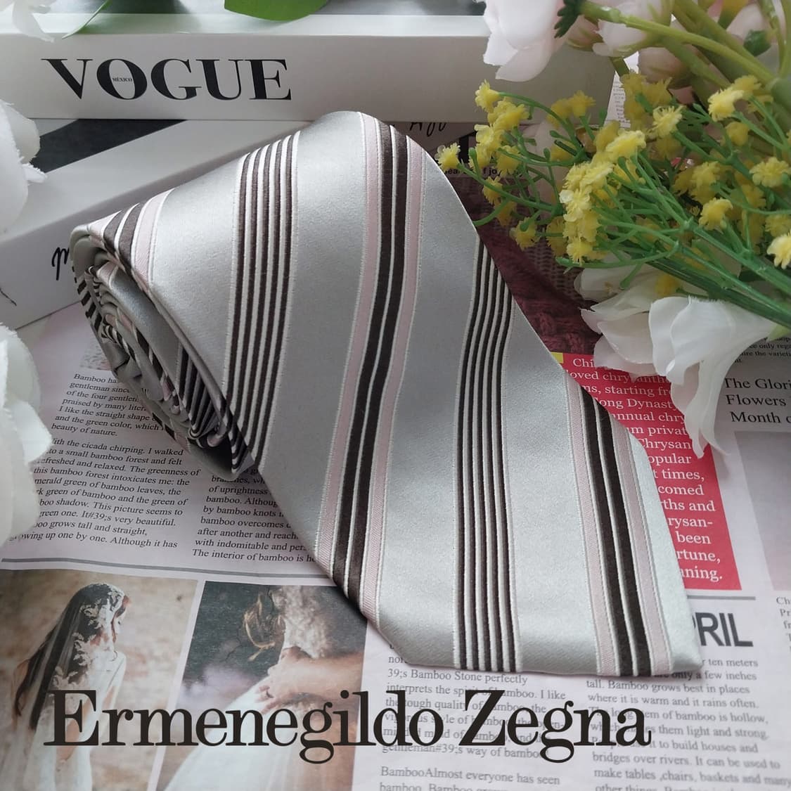 에르메네질도 제냐 실크 스트라이프 넥타이 9.1cm B등급 K1757
 상품이미지2