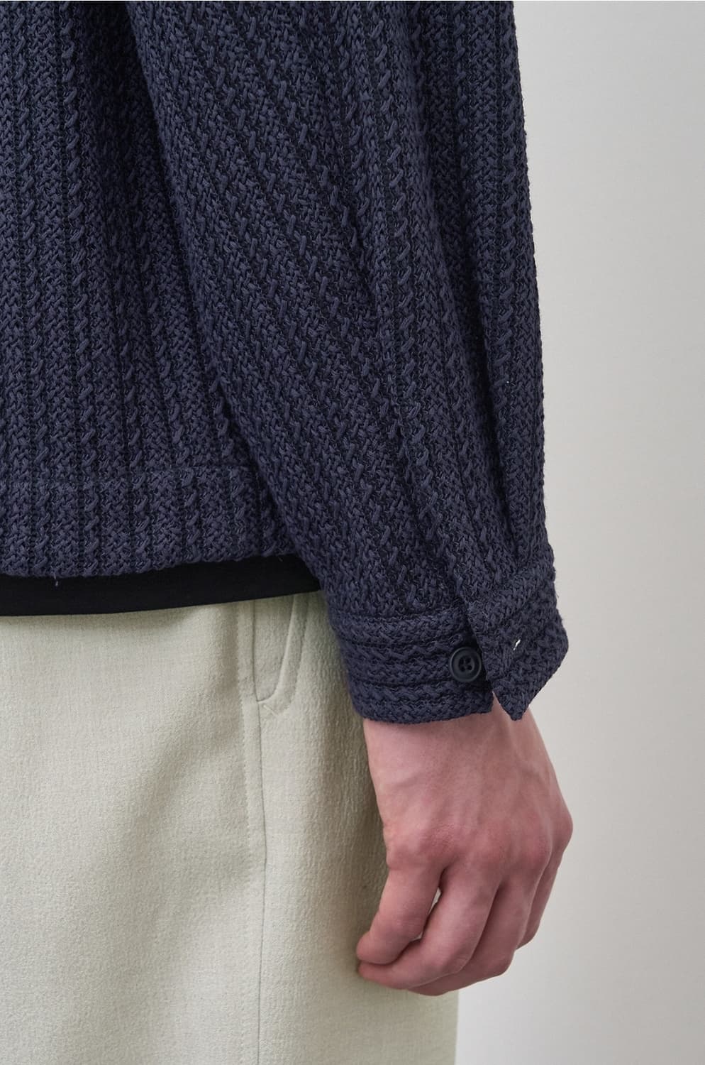 [정품] 타임옴므 24ss 트위드 니트 짚업 네이비 남성 가디건 100  상품이미지8