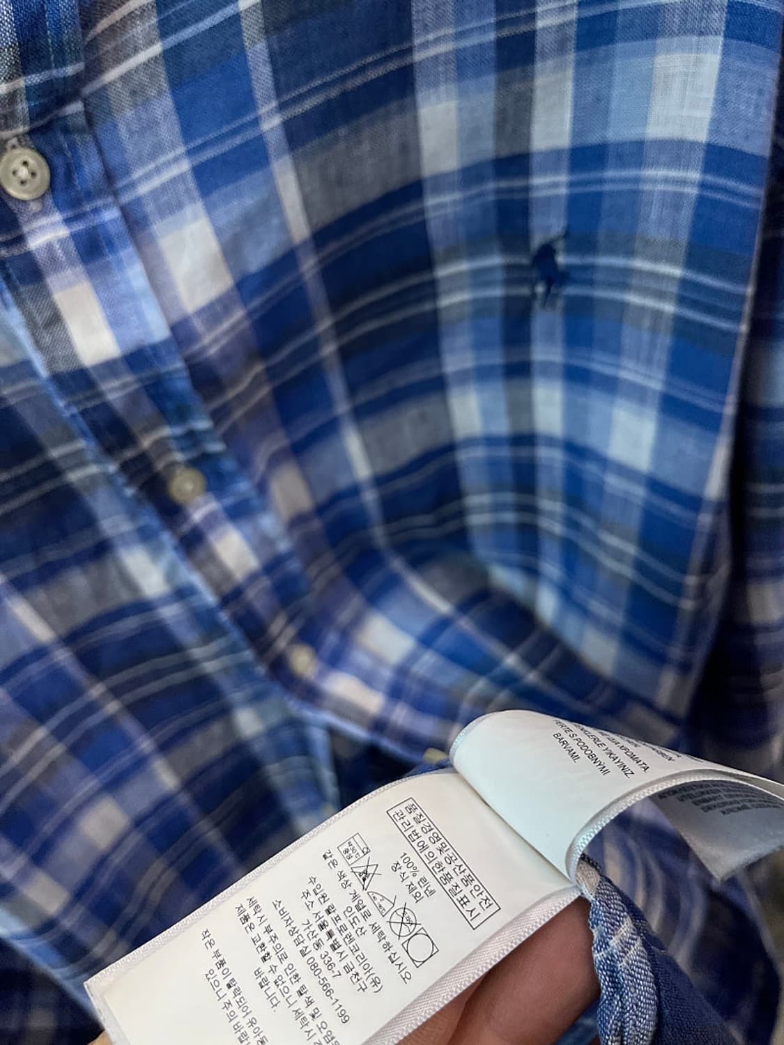 120) 폴로 신형 블루 체크 린넨셔츠 상품이미지6