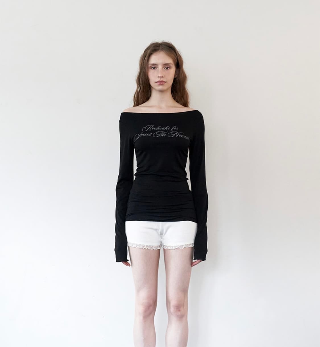 락케이크 Cursive Mesh Top - Black 상품이미지1