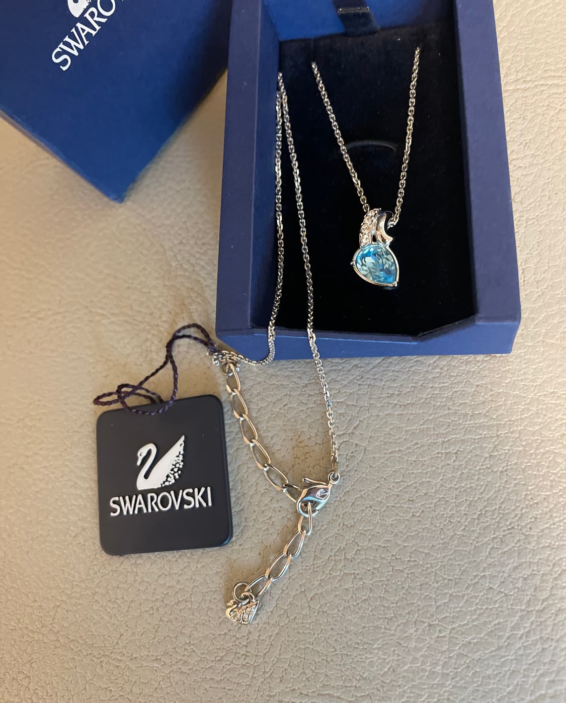 스와로브스키 정품 크리스탈 아쿠아 블루 목걸이 박스 및 태그 포함 상품이미지3