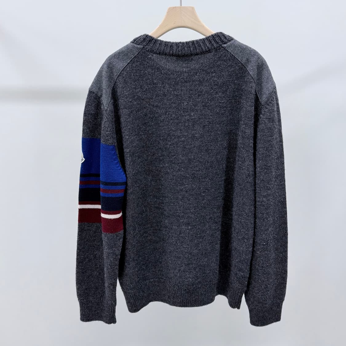 [S+급/3XL] 몽클레어 울 플란넬 믹스 스웨터 니트 그레이 상품이미지5