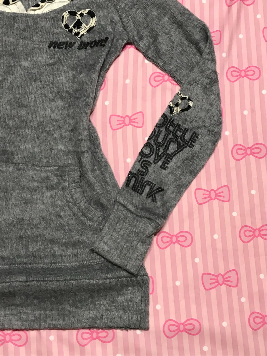 갸루 y2k 후드니트 close-up  상품이미지2