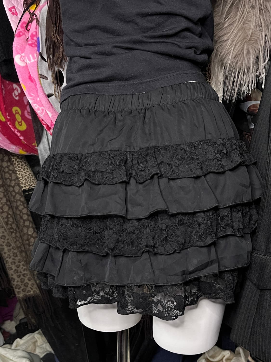고스펑크 블랙 캉캉 레이스 스커트 상품이미지2