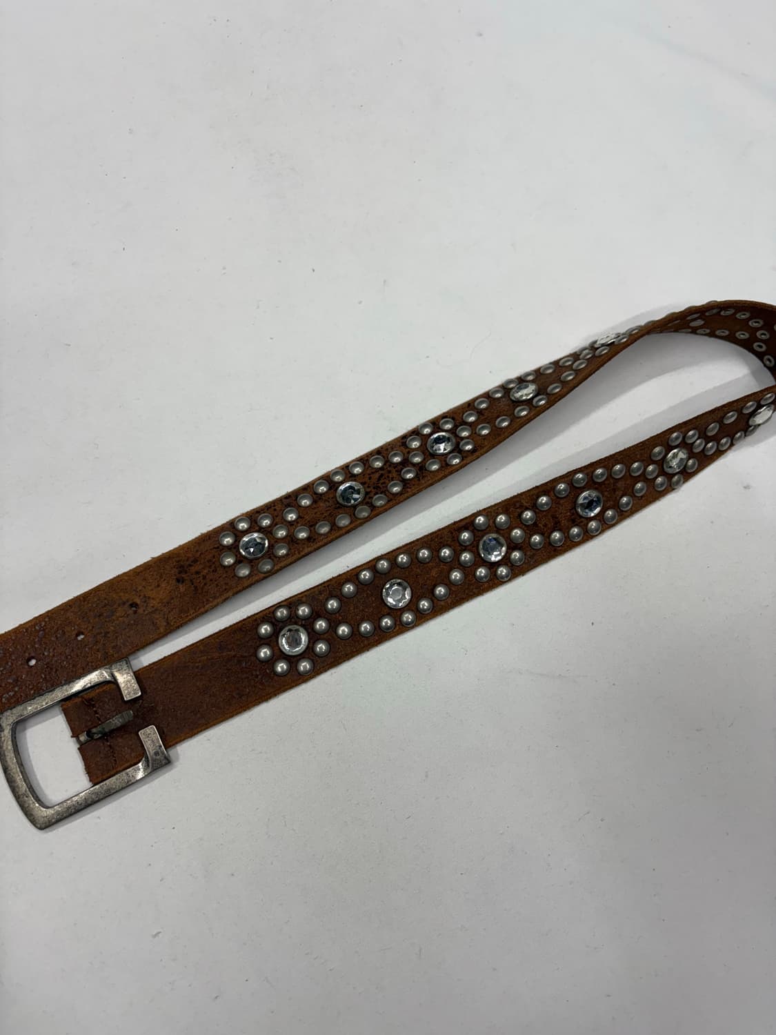 빈티지 브라운 레더 웨스턴 스터드 벨트 상품이미지6