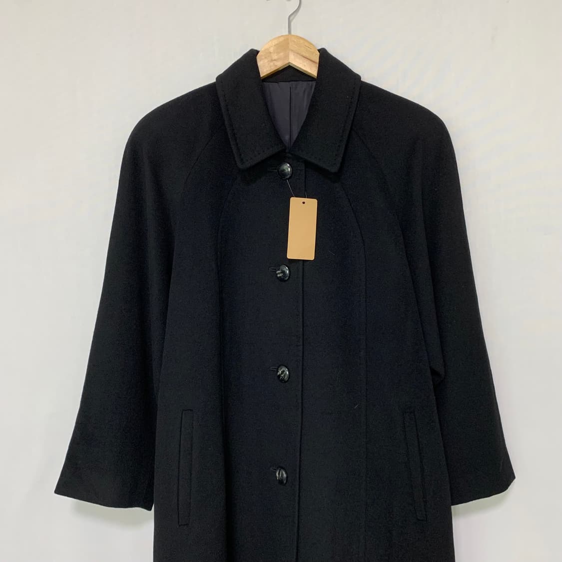 jpn 일본 빈티지 블랙 버튼 롱코트 캐시미어 100% 상품이미지2