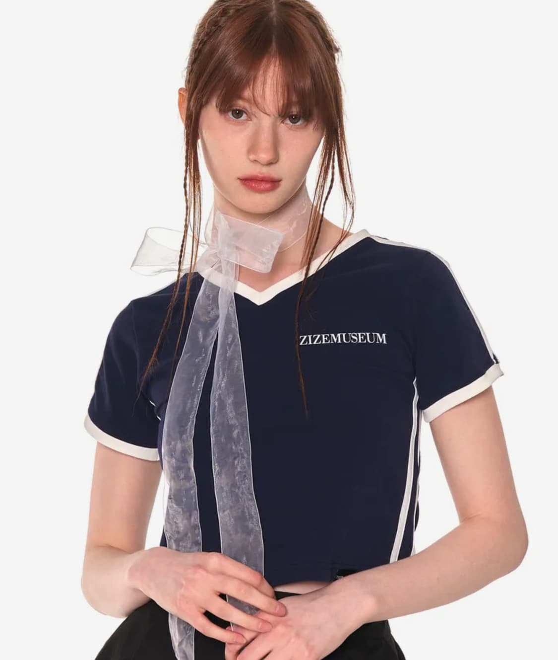 지제뮤지엄 반팔 V LINE SPORTY T-SHIRTS (NAVY) 상품이미지1