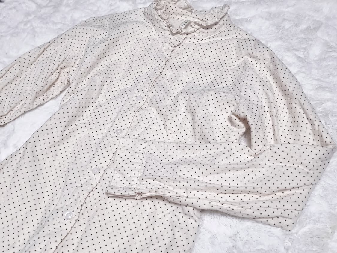 여성 도트 빈티지 블라우스 셔츠 아이보리 상품이미지7