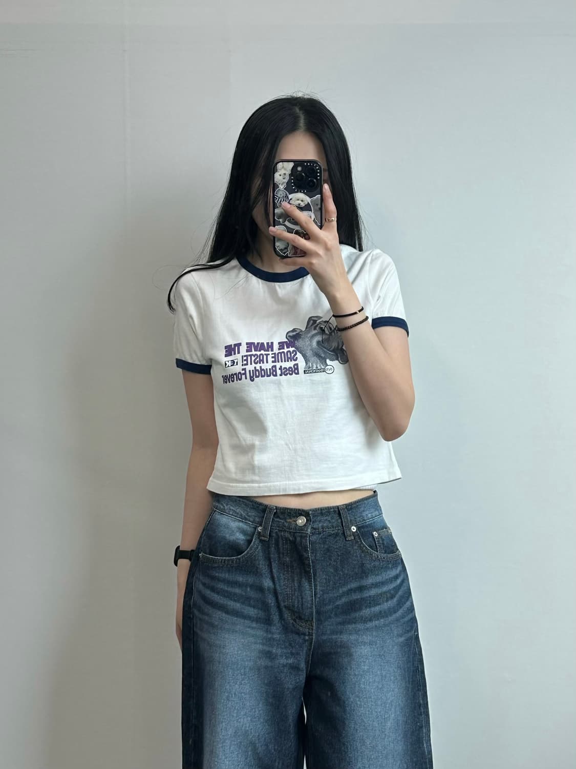 테켓 화이트 링거 반팔 티셔츠 상품이미지1