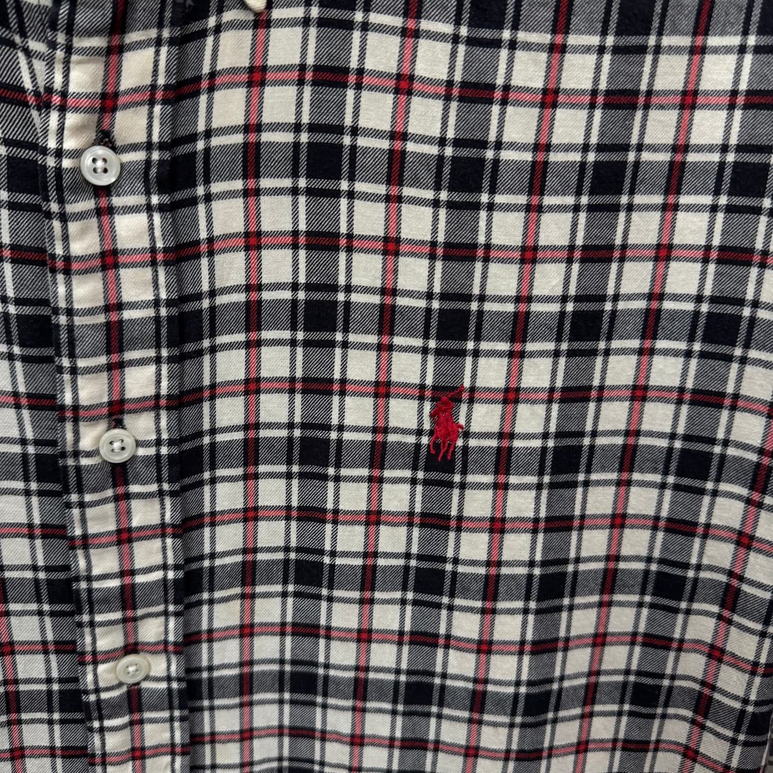 폴로 랄프로렌 긴팔 체크 셔츠 레드 포니 로고 포인트 네이비레드 상품이미지5