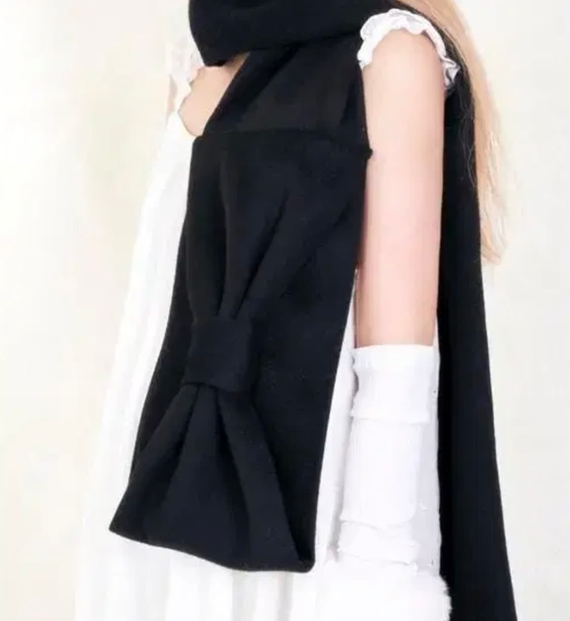 핀쿠노마루 리본 머플러 블랙 상품이미지1