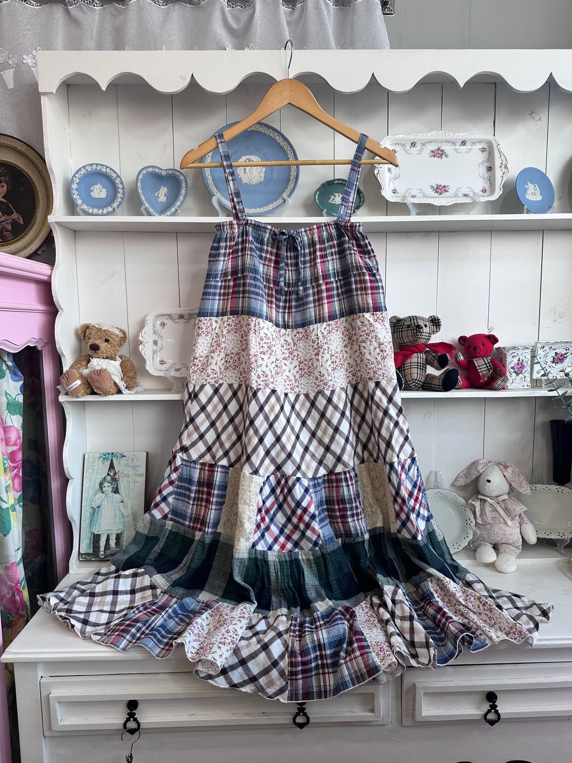 패치워크 플라워 롱 원피스 상품이미지2