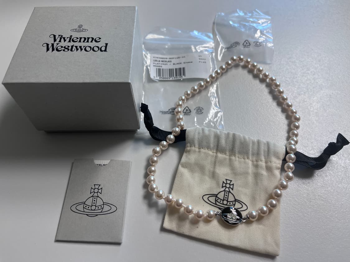 비비안웨스트우드 로엘리아 진주목걸이 블랙 실버 상품이미지1