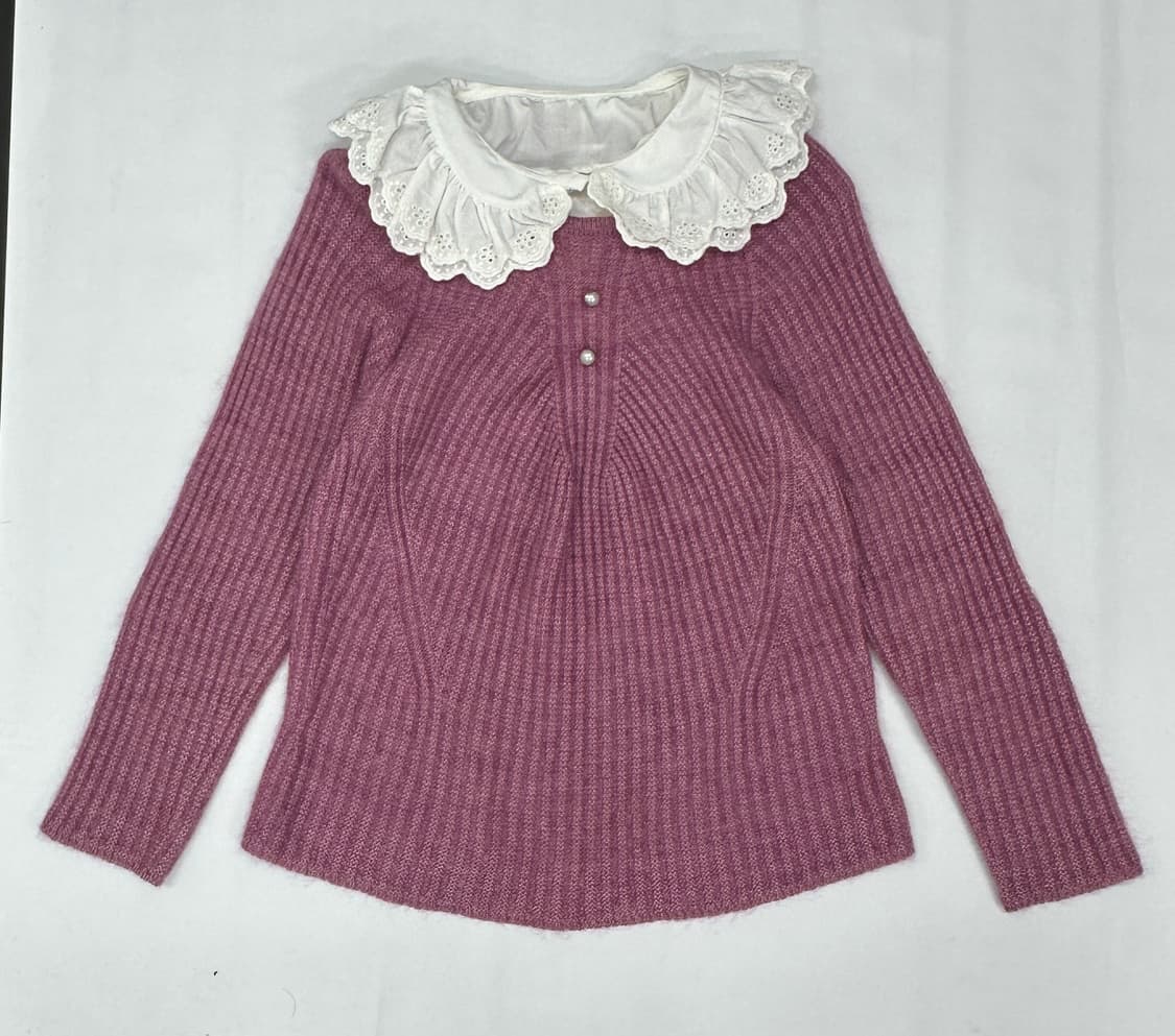 🔮슈슈룬 바닐라  퍼플 코디세트🔮마계 러블리 니트 벨벳 프릴 넥카라 상품이미지3