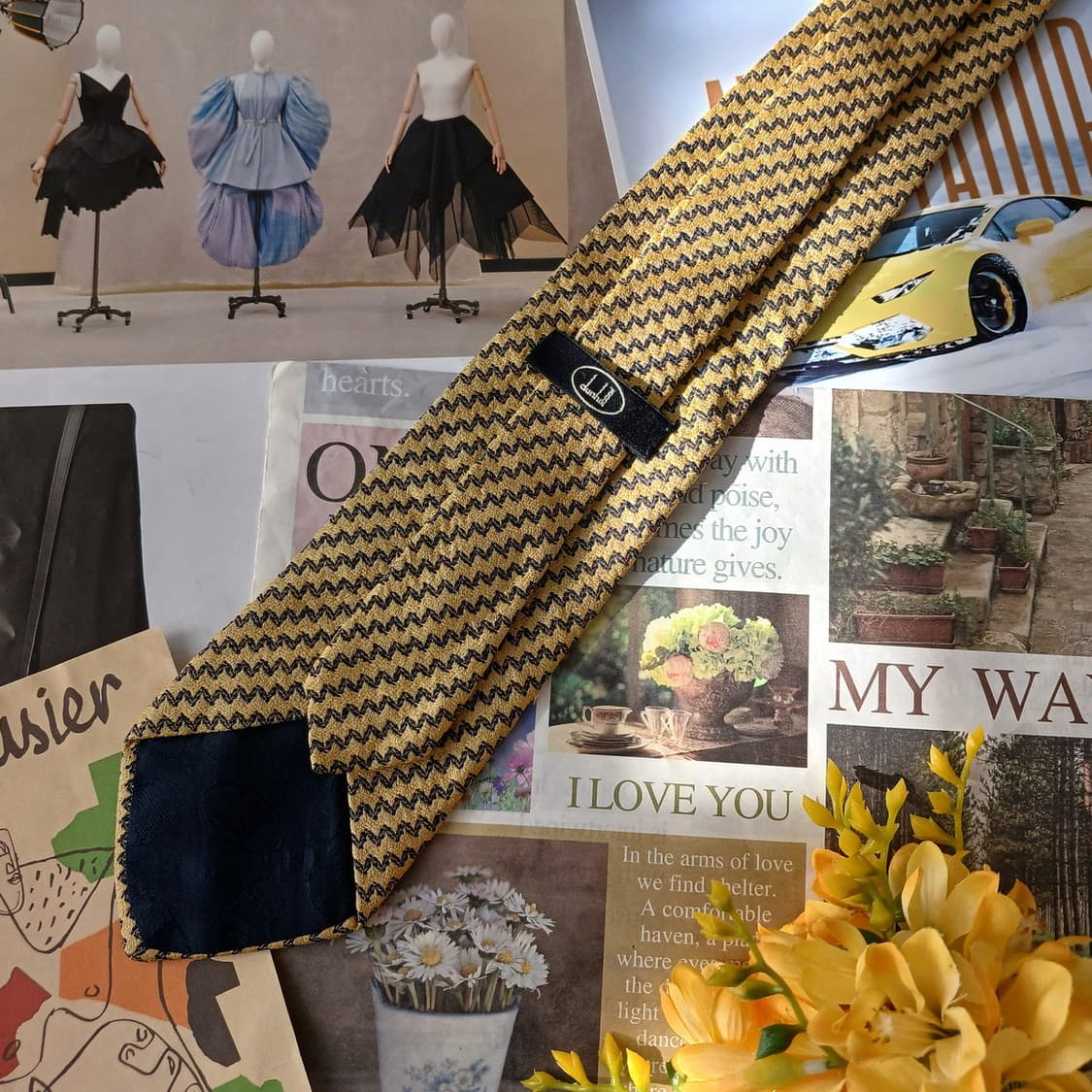 던힐 실크 옐로우 지그재그 패턴 넥타이 9.1cm A+등급 A19613
 상품이미지5