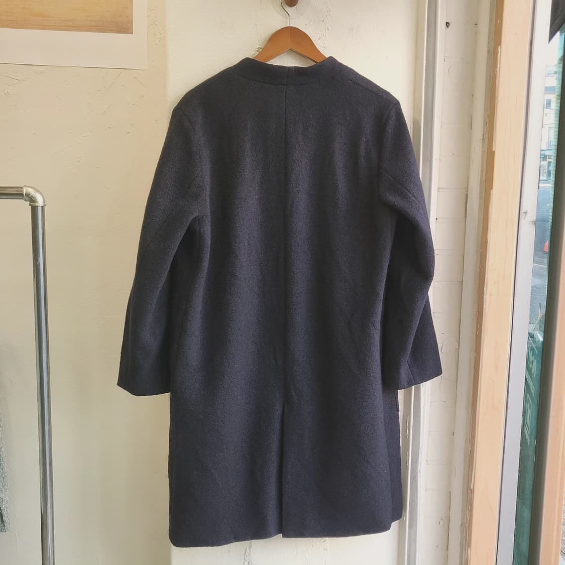 라코스테 딥네이비 노카라 모직코트 상품이미지8