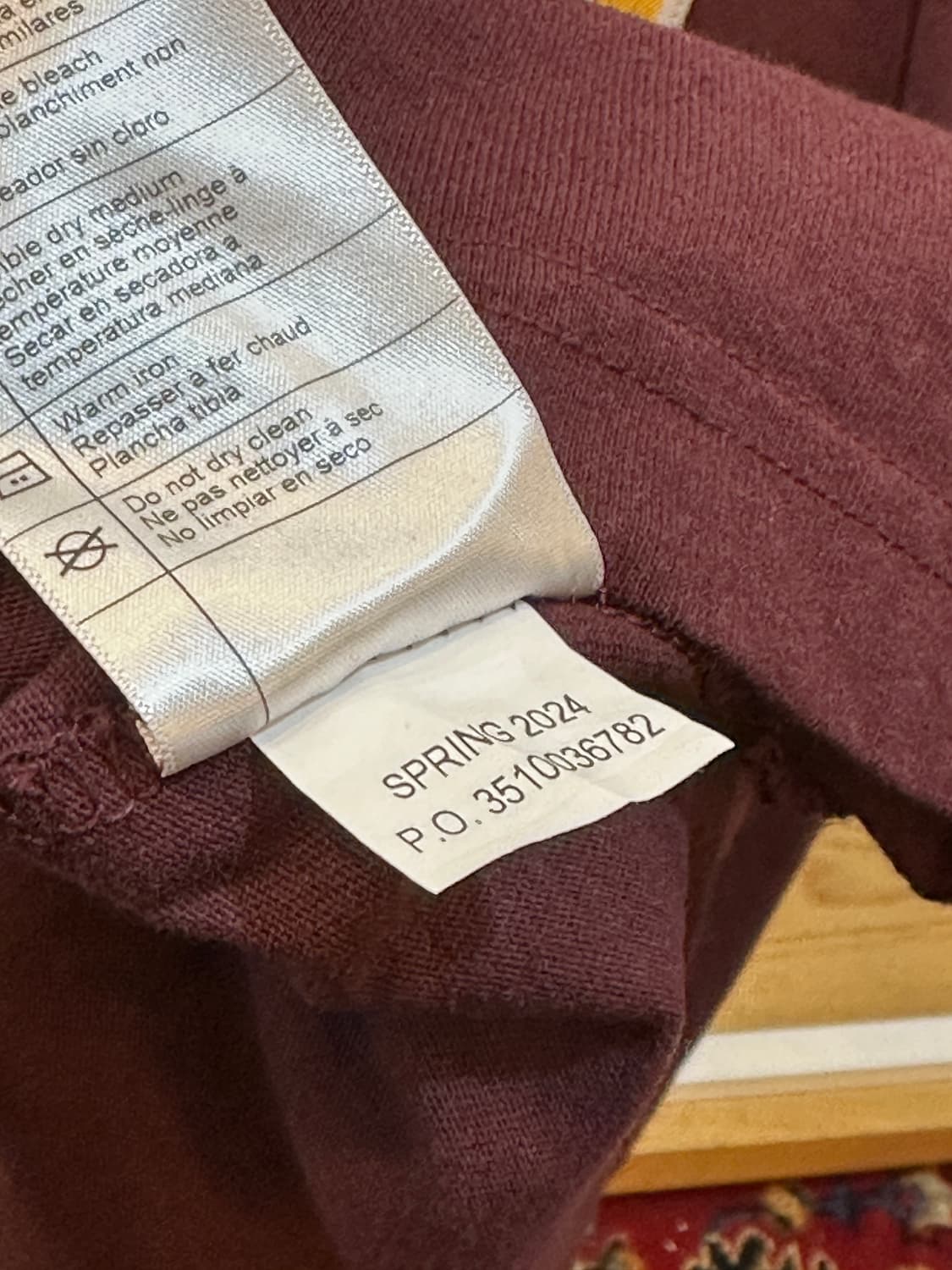 칼하트 포켓 롱슬리브 티셔츠 버건디 M  상품이미지5