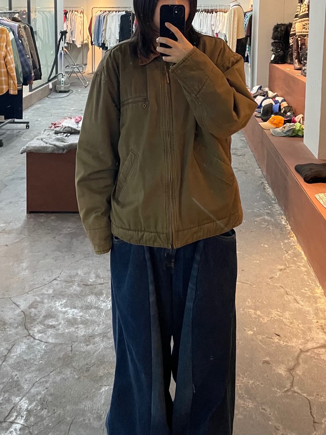 바나나리퍼블릭 레더 카라 카키 봄버재킷 H792 상품이미지1