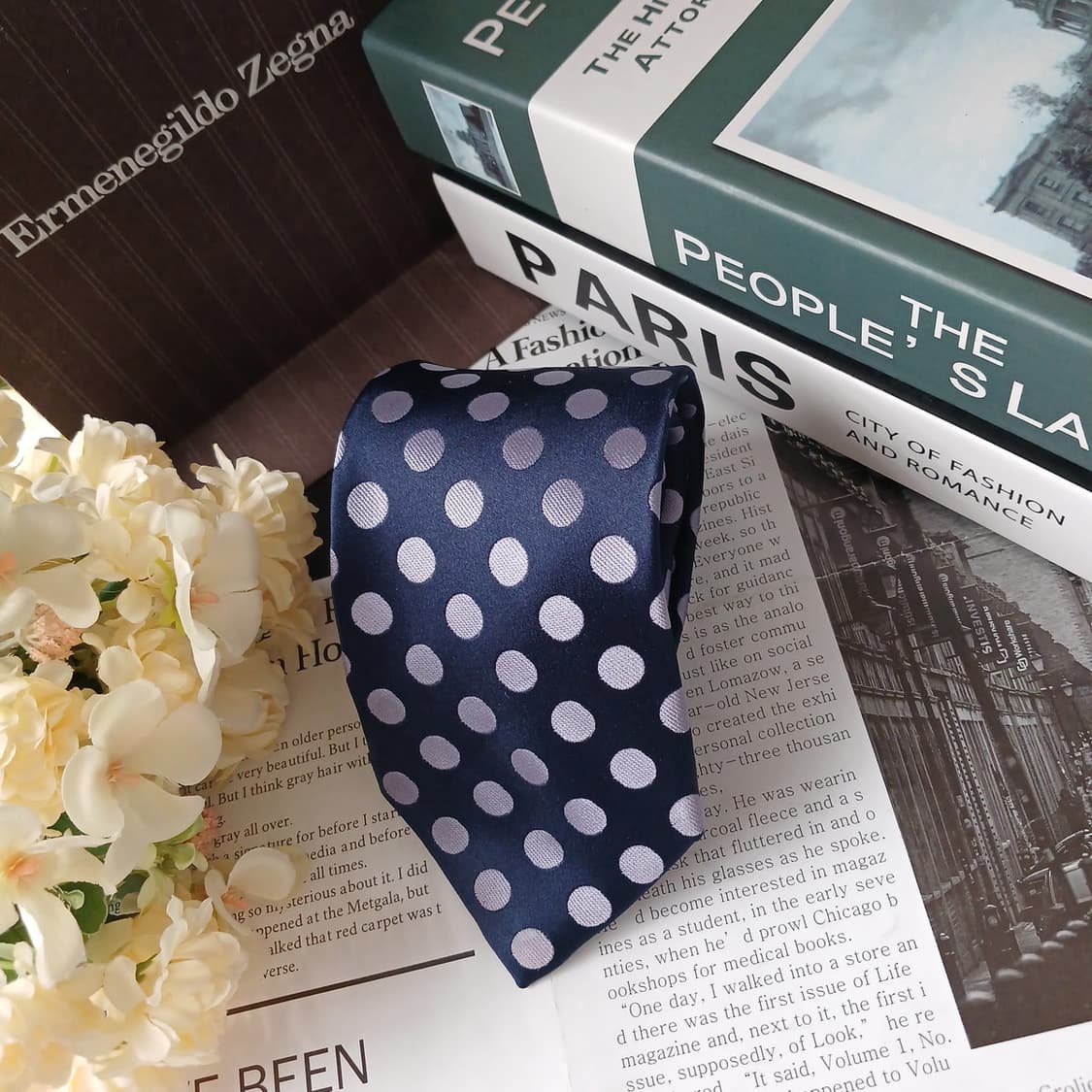 에르메네질도 제냐 도트 패턴 넥타이 8.5cm A+~A등급 E882
 상품이미지2