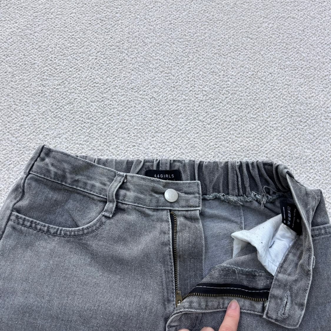 S 66걸즈 여성 빈티지워싱 와이드 데님 팬츠 0506E 상품이미지5