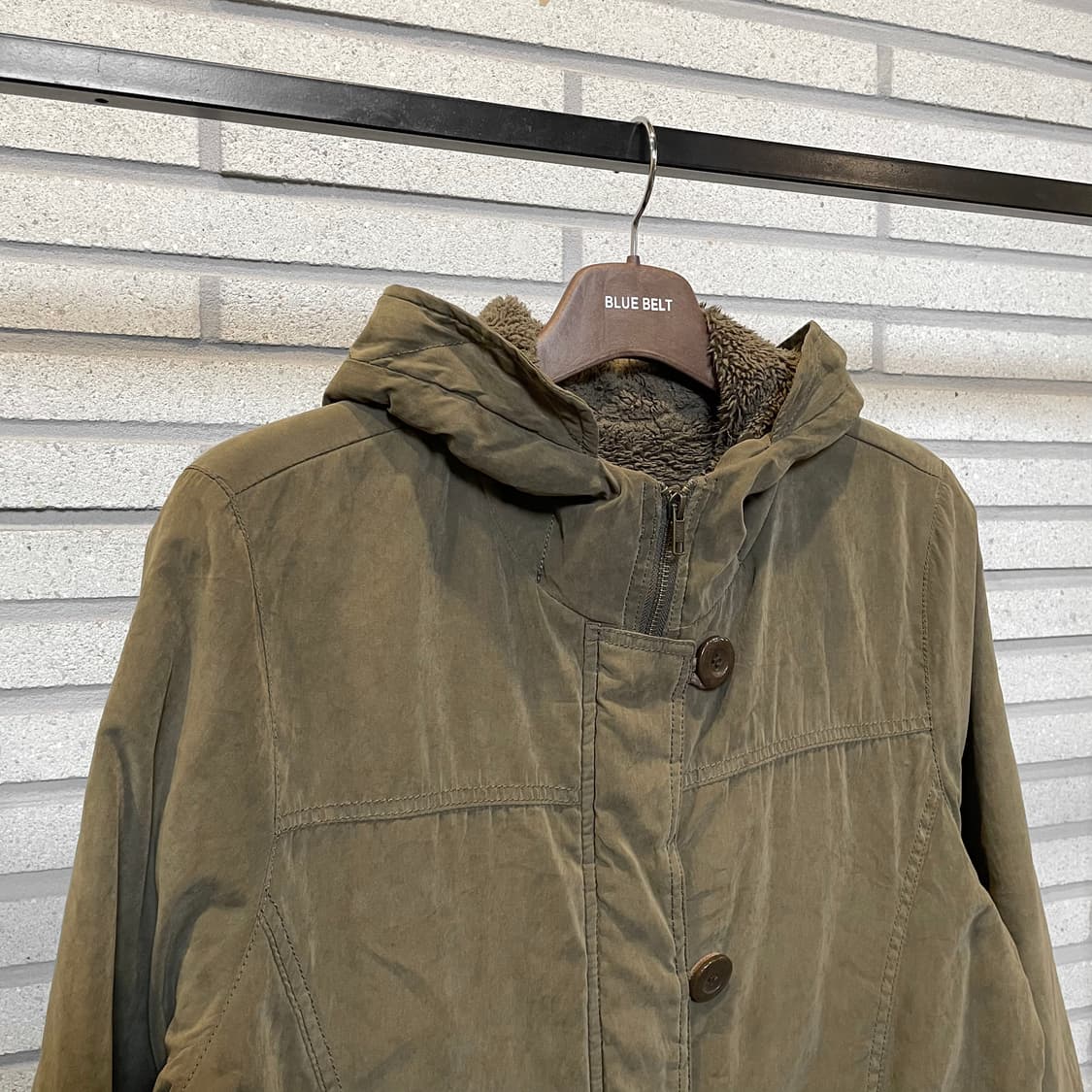 JPN VINTAGE 후드 필드 파카 허리 스트링 털안감 디테일 카키 상품이미지4