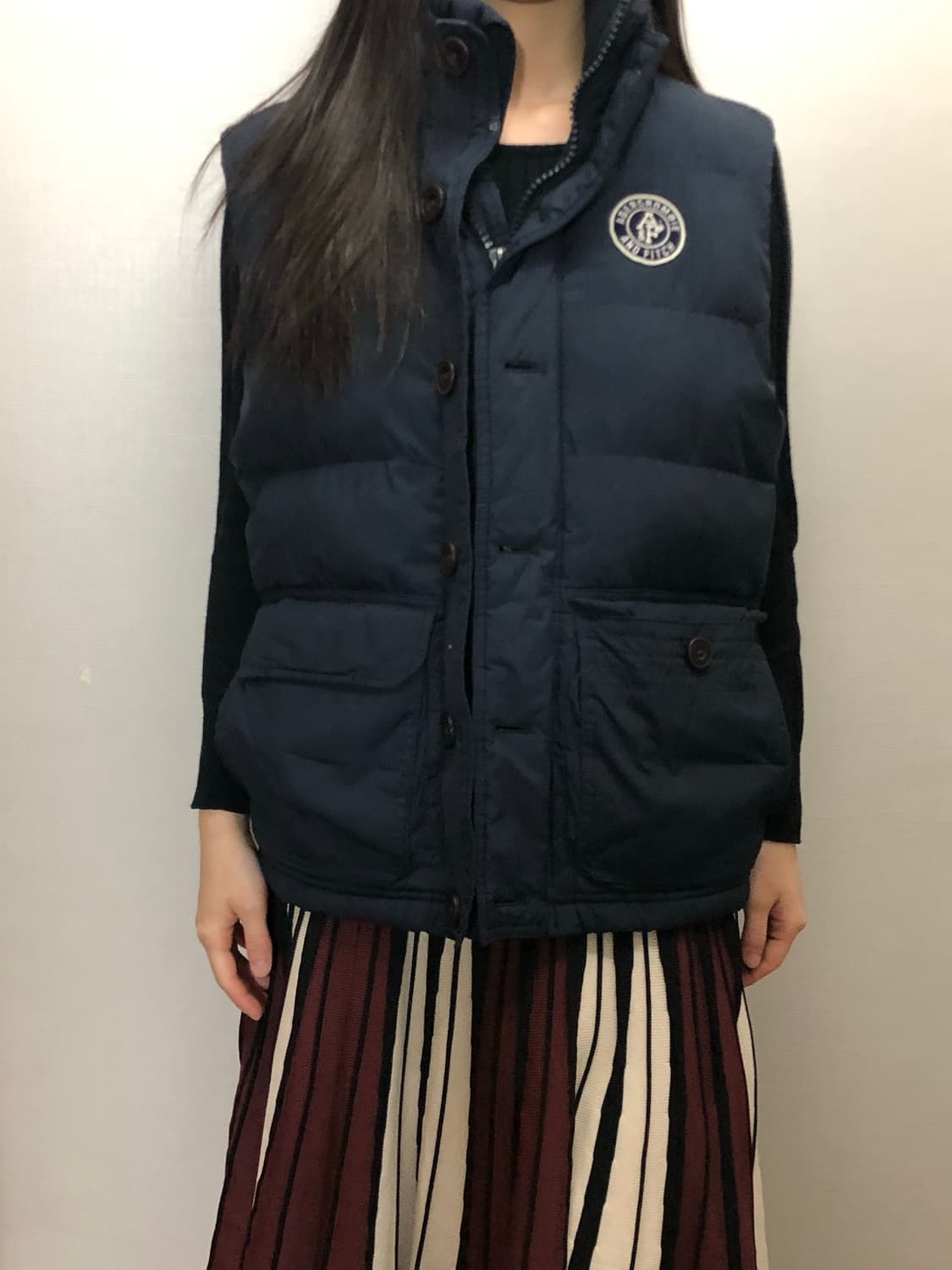 빈티지 아베크롬비 네이비 블루 베스트 패딩 상품이미지1